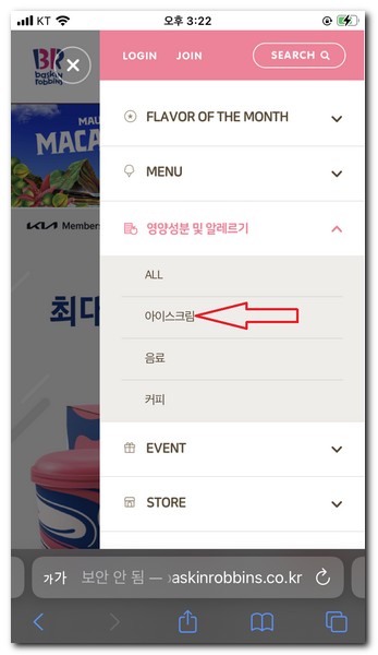 아이스크림 선택