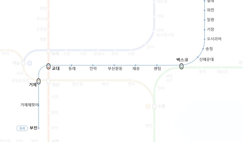 1호선 지하철 노선도