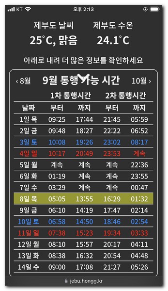 제부도 물때 시간표