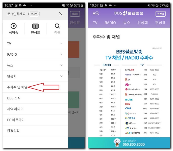 라디오 주파수 및 지역별 채널