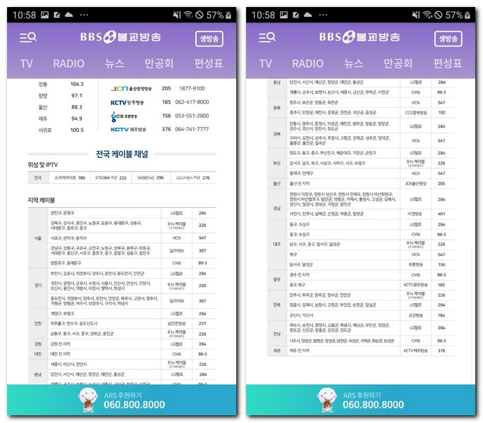 케이블 방송 채널